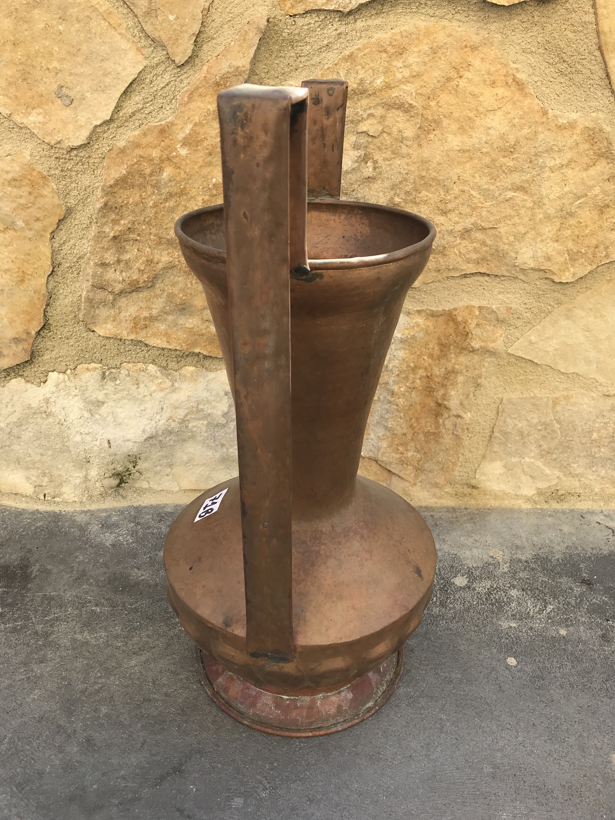 Antique Porte-parapluie Italien En Cuivre Martelé Avec Anses - Années 50