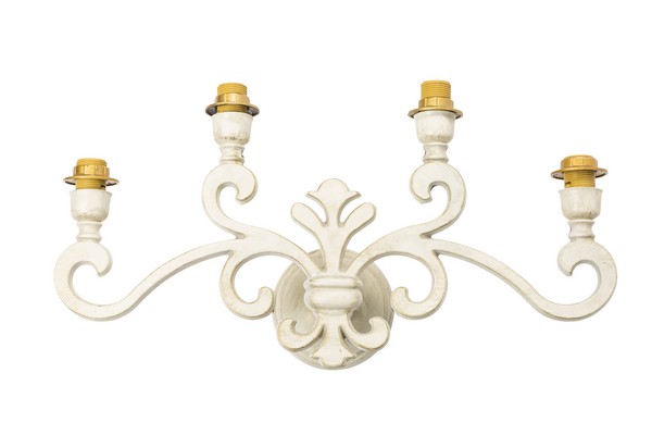 Applique in ottone Giglio Fiorentino quattro luci bianco
