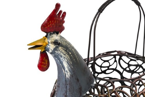 Cestino portauova in ferro a forma di Gallo