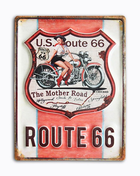 Dojune-2 Pack Route 66 Targa in metallo vintage con strada statale