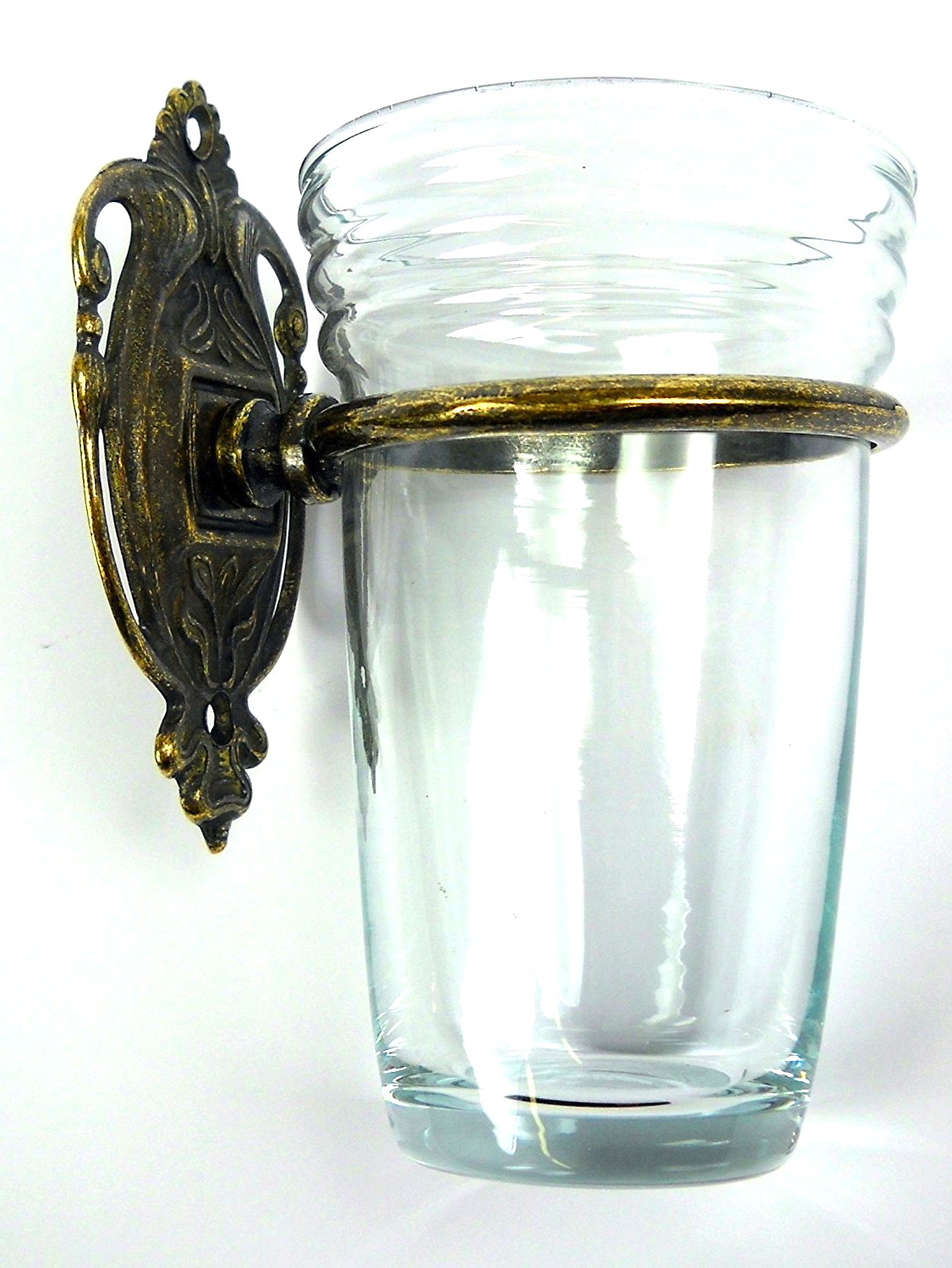 Accessori Bagno, Bicchiere porta spazzolini da parete in ottone brunito