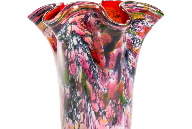 Vaso in vetro soffiato colorato alto 37 cm