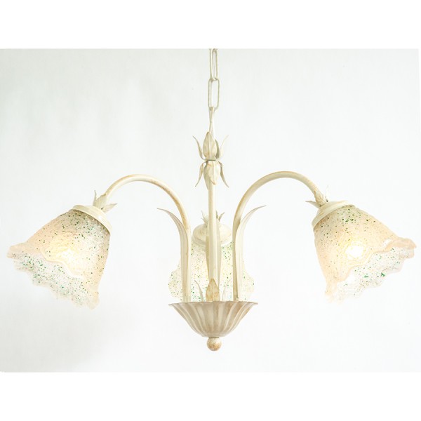 Lampadario Giulia A 5 Luci In Ferro Battuto E Ceramica Artigianale Made In Italy
