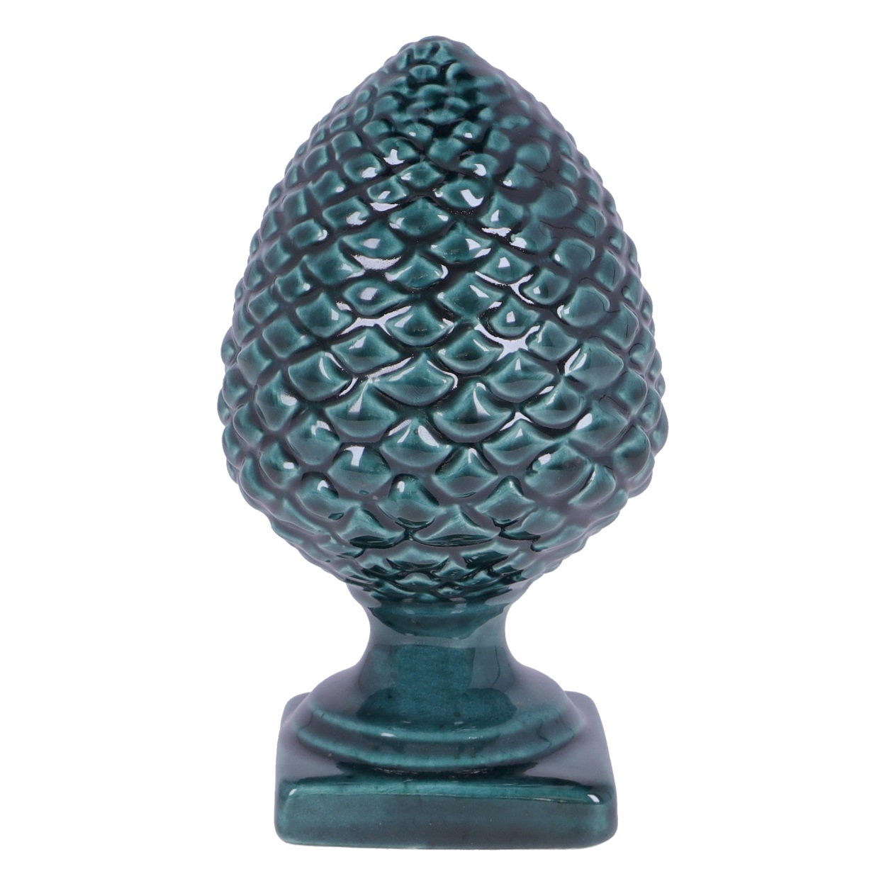 Coppia Di Decorazioni In Porcellana Dipinte A Mano A Forma Di Pigna – Verde, 8.5x8.5x14cm. Eleganti E Raffinate, Perfette Per Abbellire La Casa, Dalla Camera Da Letto Al Soggiorno.