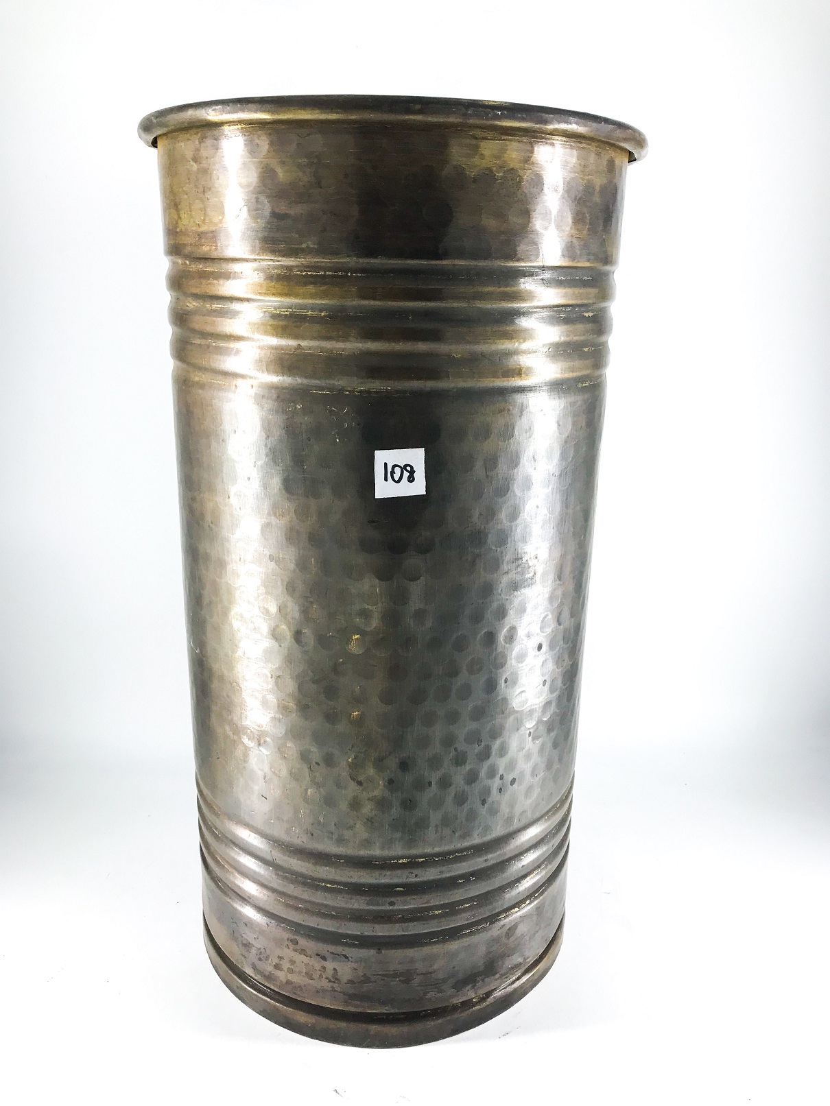 Portaombrelli cilindrico vintage in ottone brunito