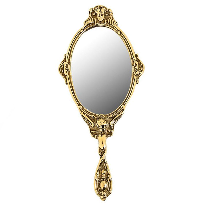 Specchio ottone con manico di donna