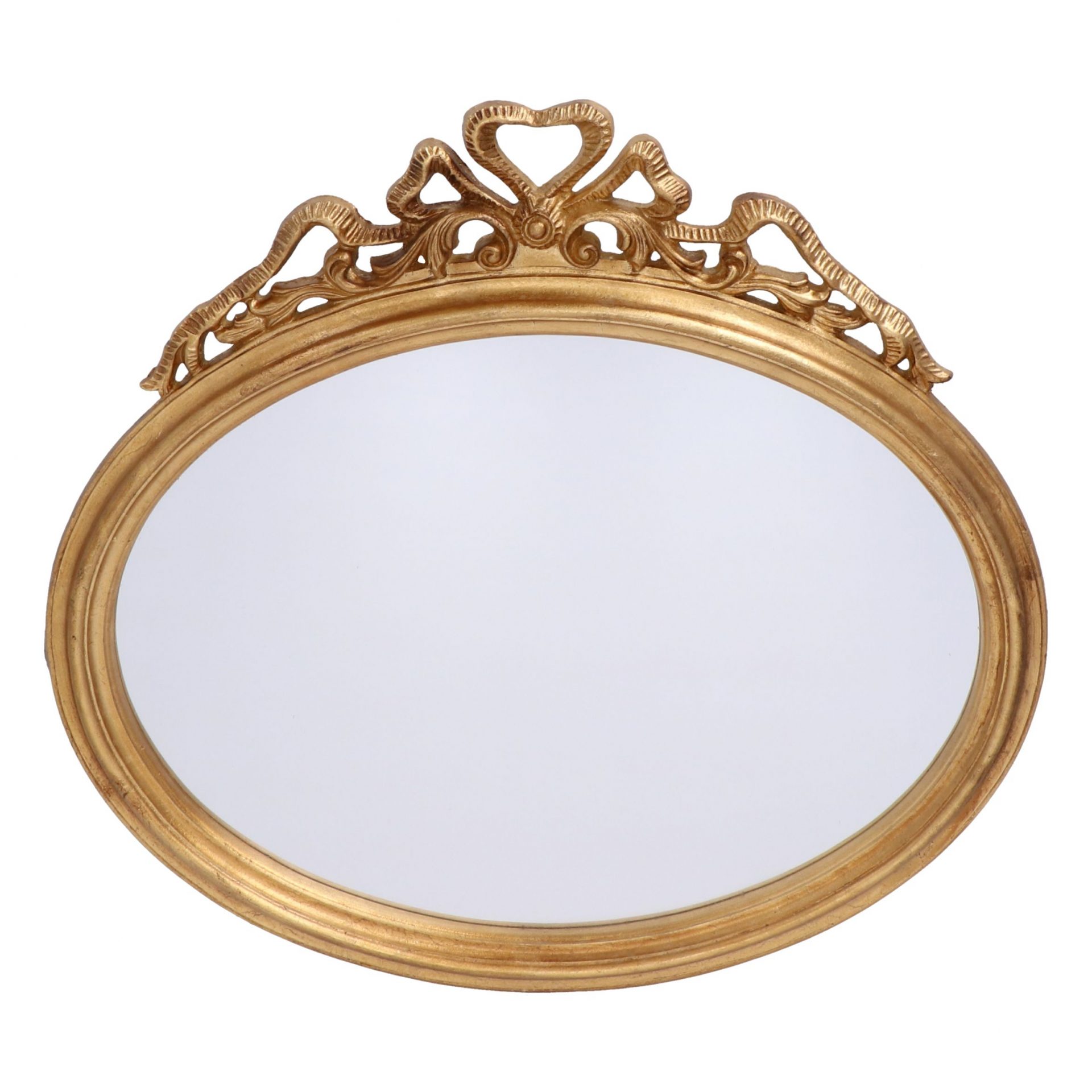 Specchiera ovale con fiocco oro