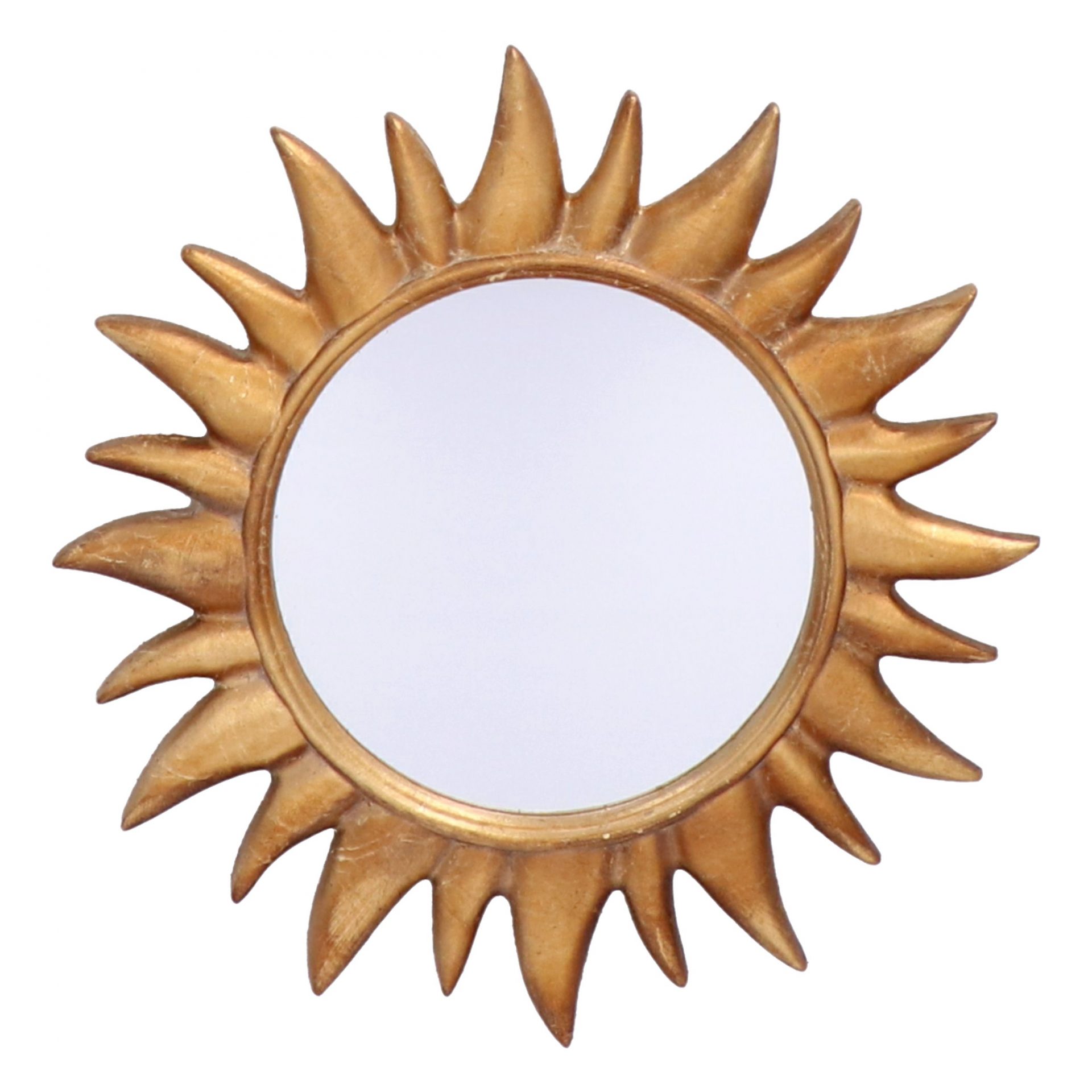 Specchio sole dorato in legno