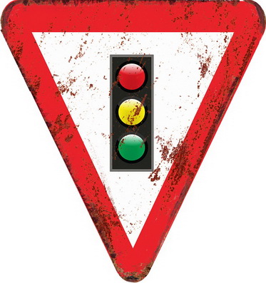Cartello stradale con semaforo serigrafato triangolo
