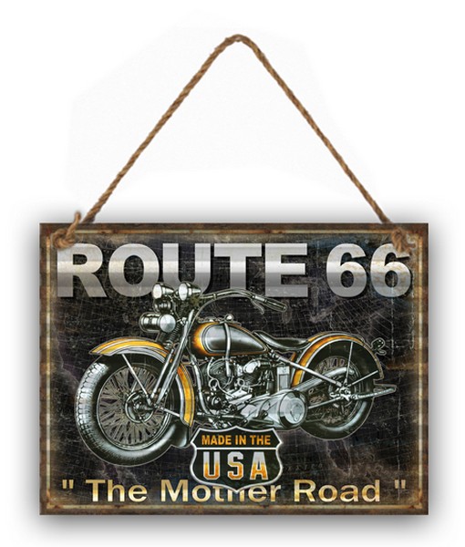 Targa da parete in metallo moto Custom Route 66
