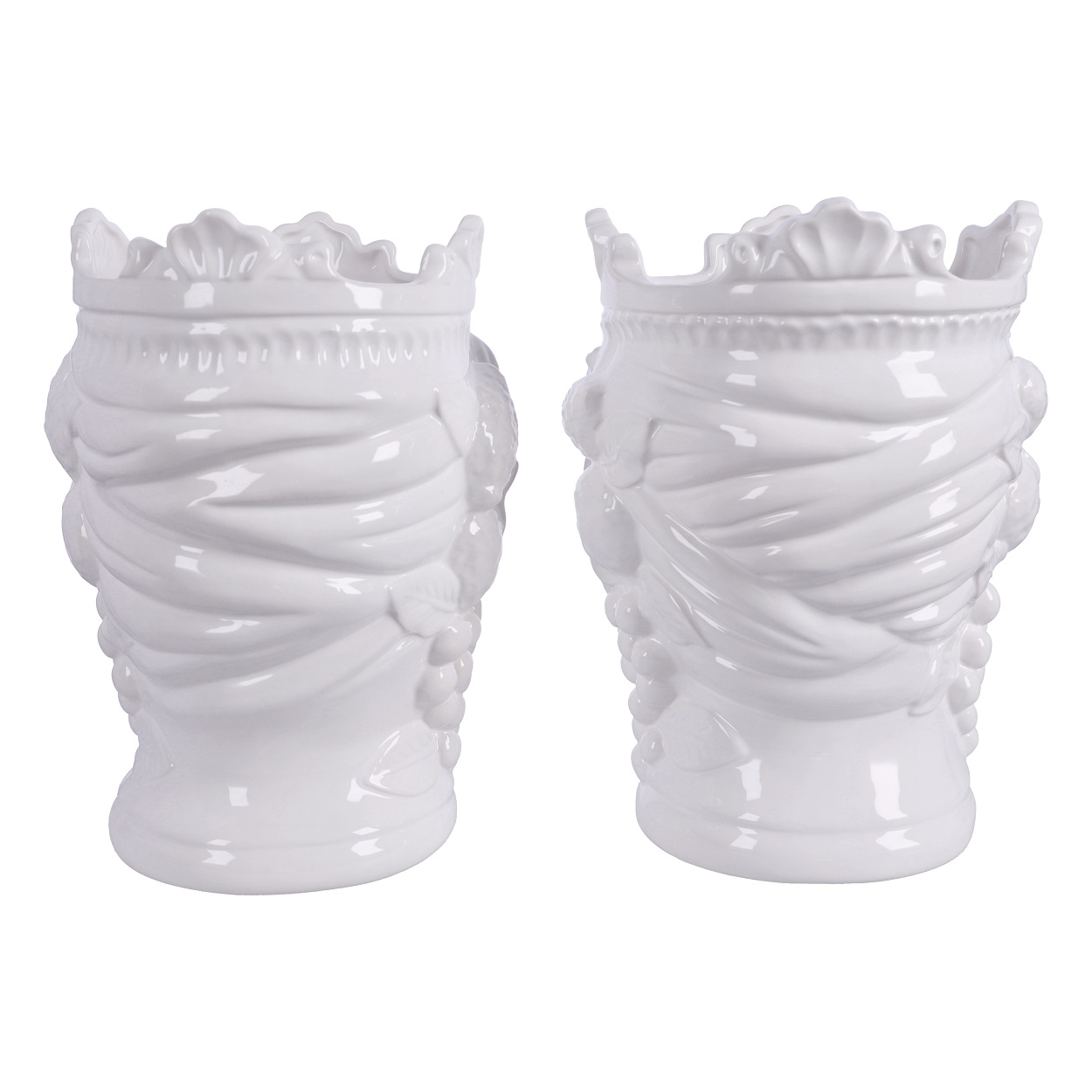 Keyhomestore- Vaso testa di moro in stile veneziano creata in ceramica di Bassano 100% versione donna, Altezza 47 cm. Ideale come decorazione per interni